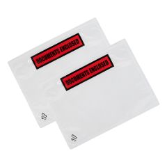 DOCUMENT WALLET 30% RECYCLED PRINTED 'DOCUMENTS ENCLOSED' A4 (500 PACK)