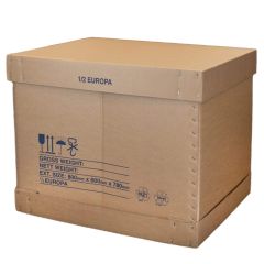 CARDBOARD PALLET BOX DOUBLE WALL HALF EUROPA TRAY, CAP & SLEEVE - NO PALLET 770X750X660MM