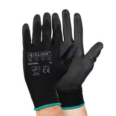 BLACK PU COATED GLOVES - LARGE