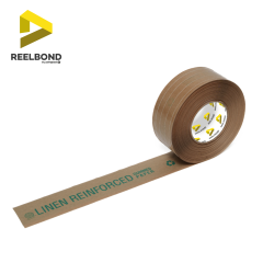 REELBOND ECO LINEN MONOFILAMENT REINFORCED GUMMED WAT PRINTED PAPER TAPE 70mm x 100m 70GSM