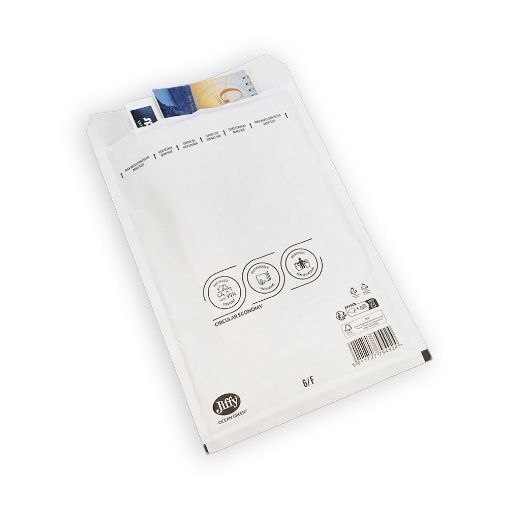 MAILING BAG JIFFY OCEAN GREEN F/6 WHITE 250X345MM (100 PACK
