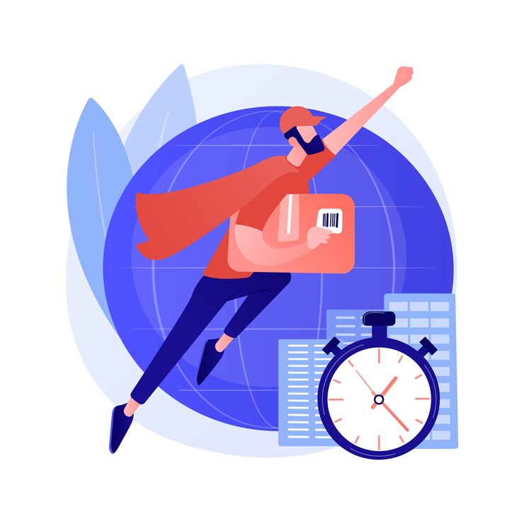 Image of superhero delivery person delivering in 24h