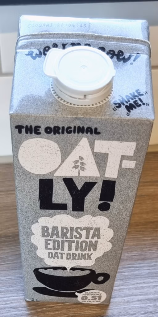 Top view oatly oat drink carton