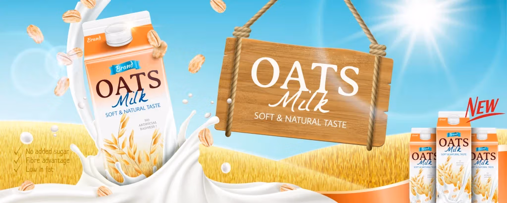 promotional image of an oat milk advert
