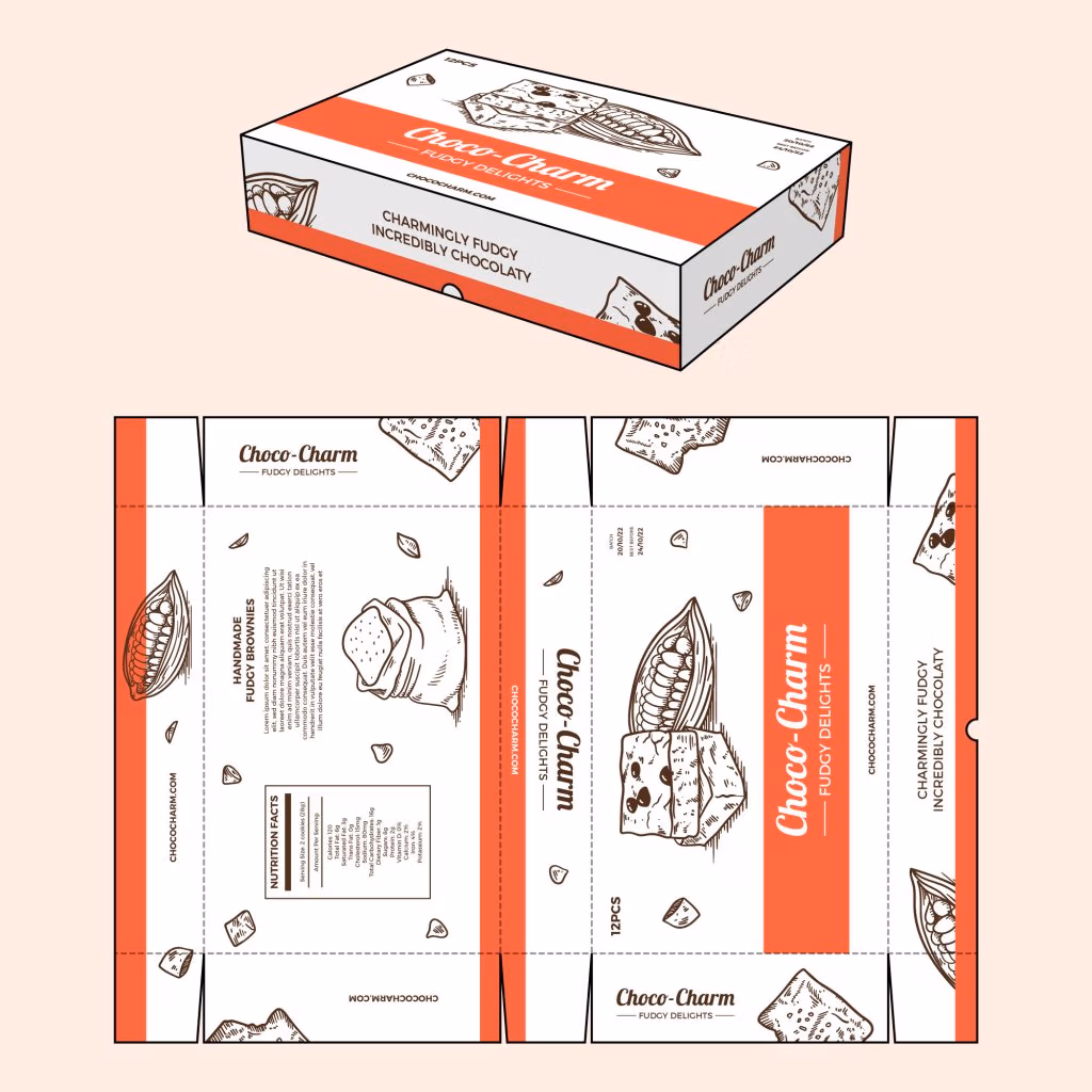 3d box and flatpack box for fudge