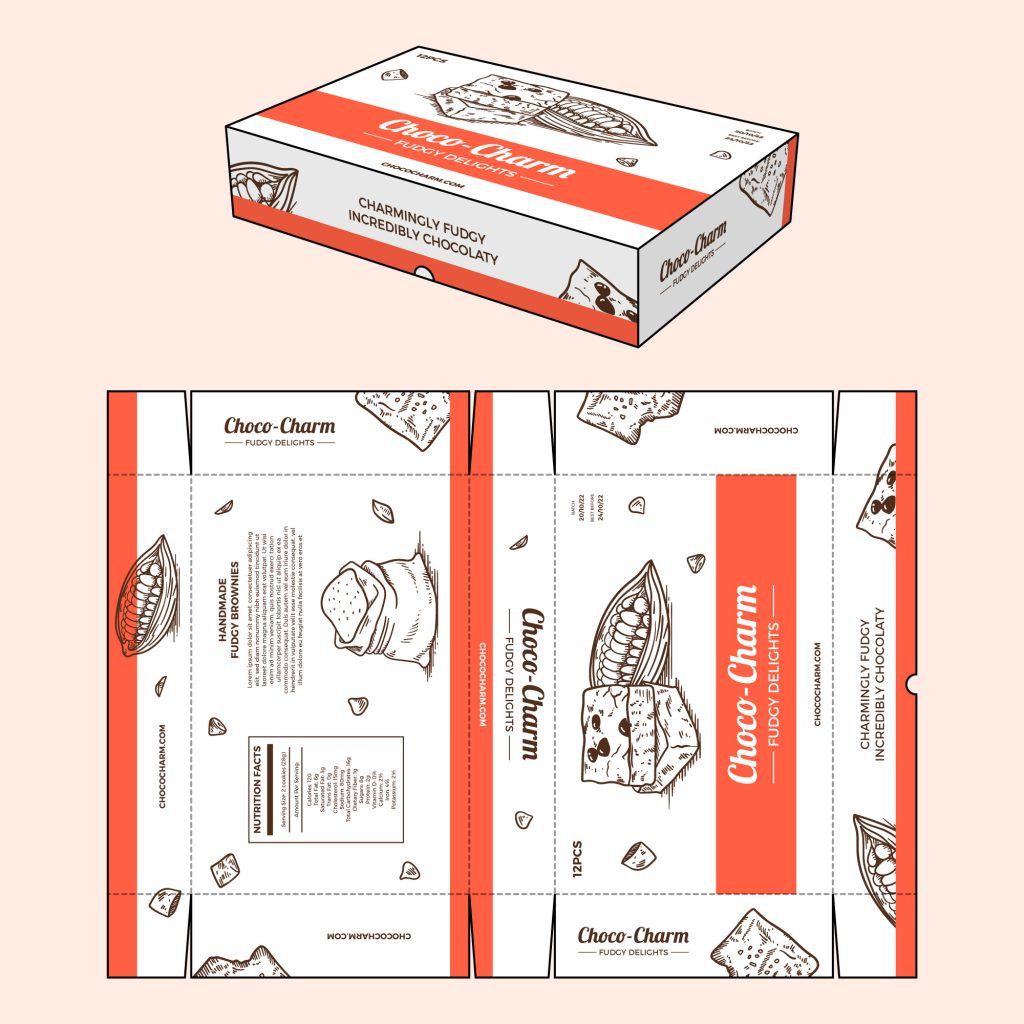 3d box and flatpack box for fudge