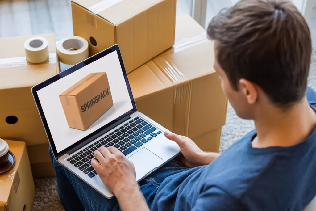Man ordering packaging online