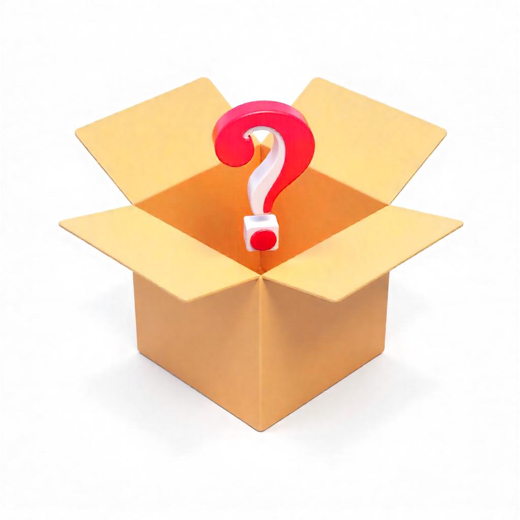 Cardboard box graphic with question mark
