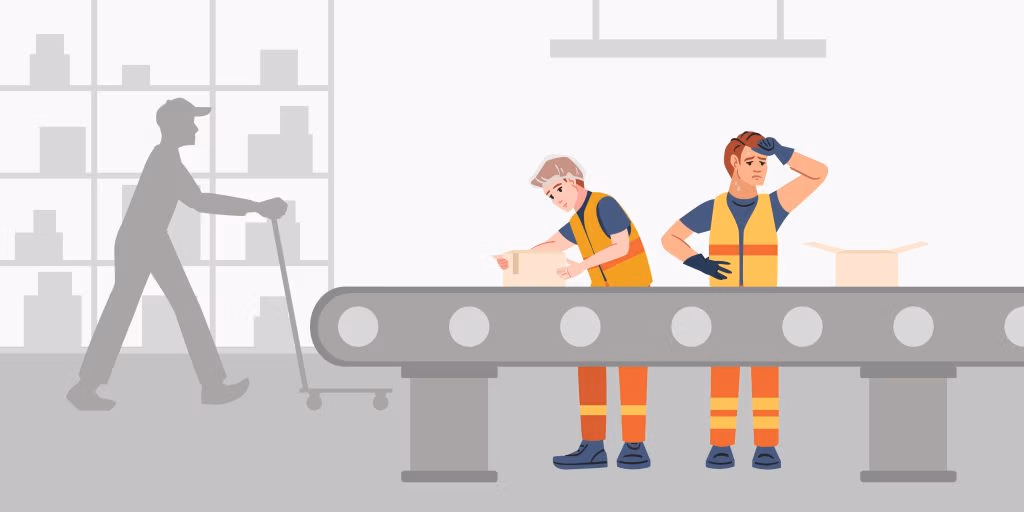 Busy factory workers