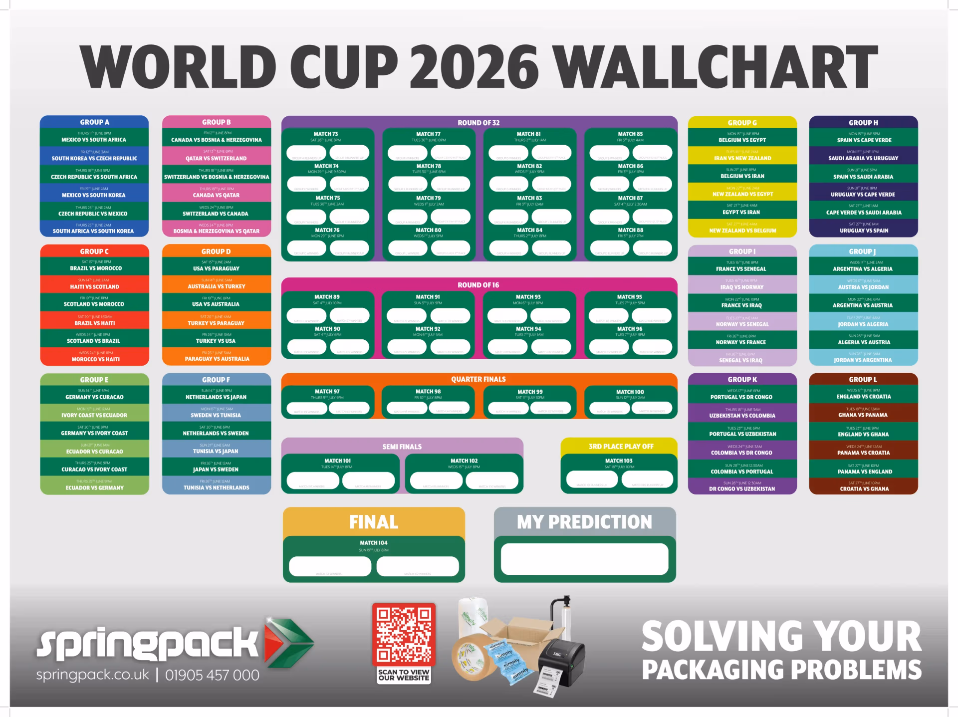 World Cup Wall Chart 2026 Free Download Printable